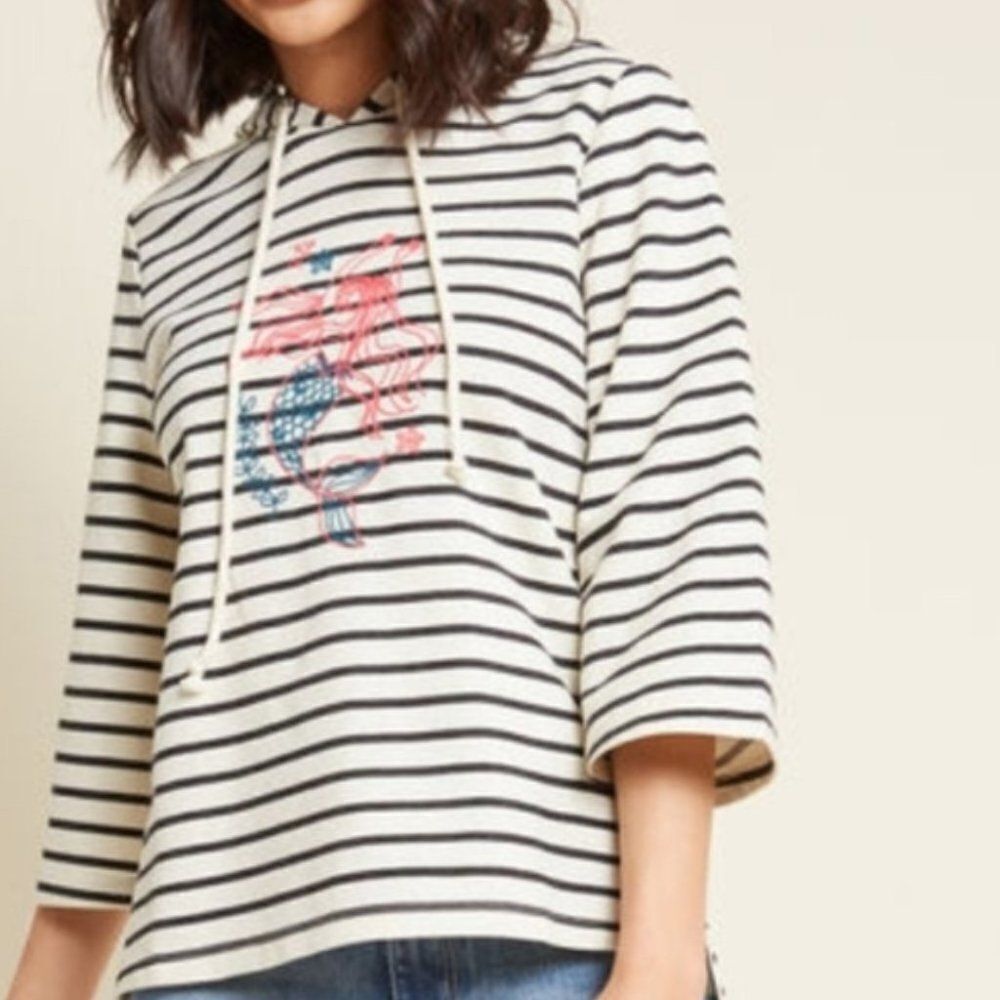 ModCloth Striped Mermaid Embroidered Hoodie size XS